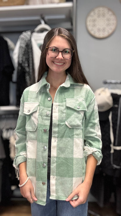 Mint White Flannel Jacket