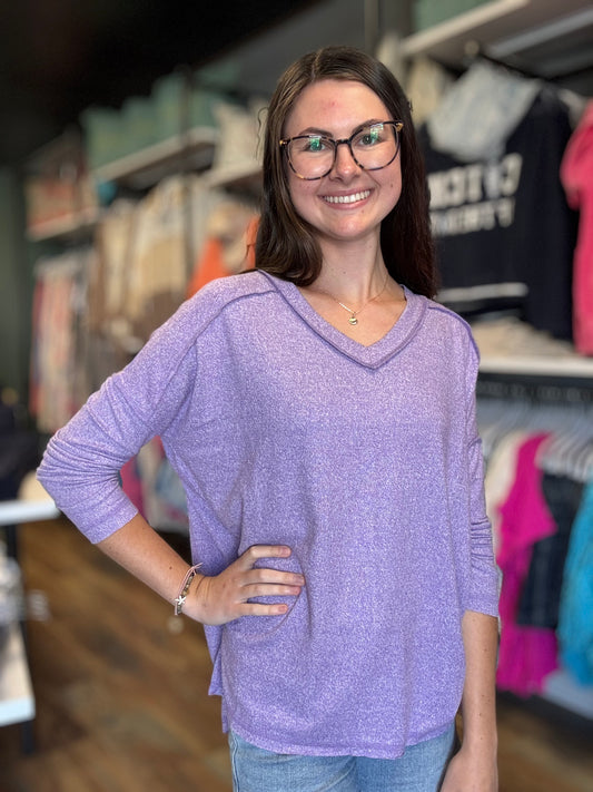 Lavender Softy Hacci Long Sleeve