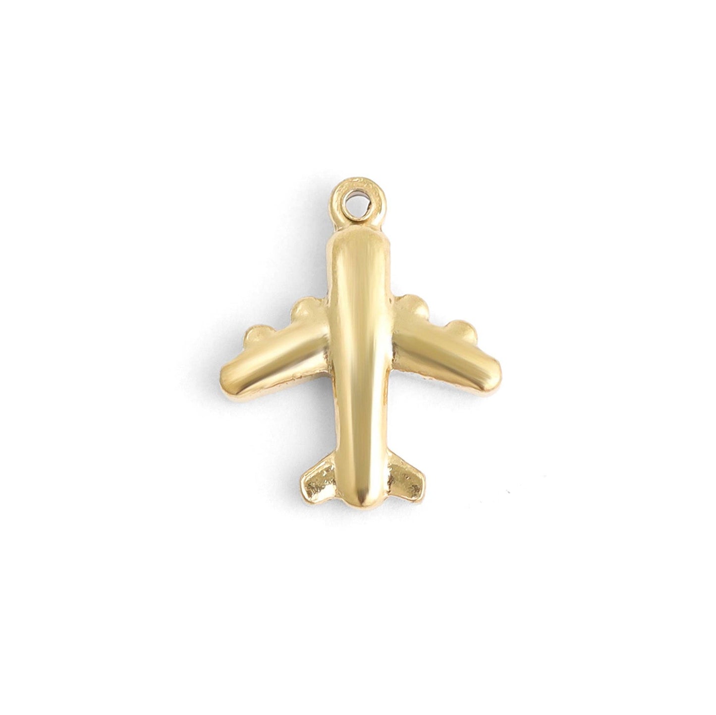 18K Gold PVD Stainless Steel Airplane Charm