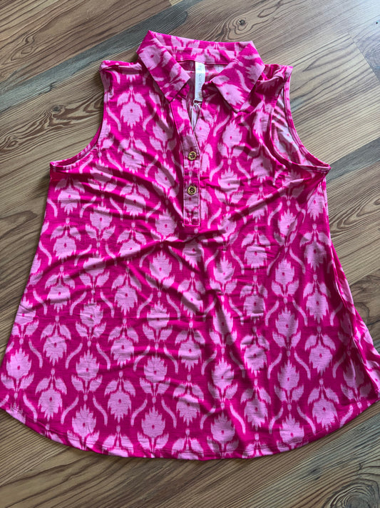 Pink Collared Sleeveless Dear Scarlett