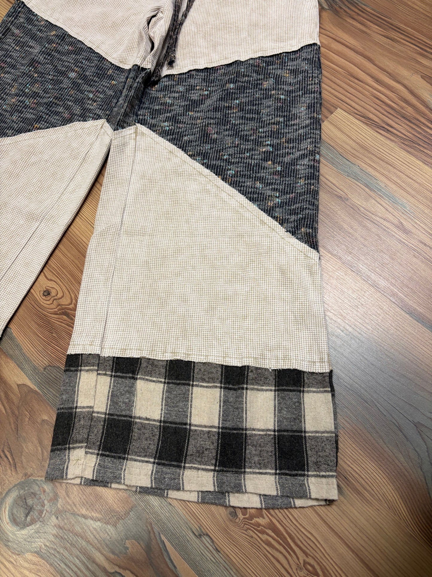 Textured Plaid Charcoal Pants