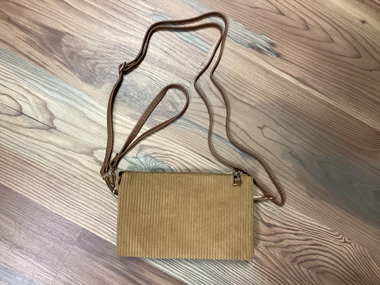 Tan Corduroy Crossbody Wristlet