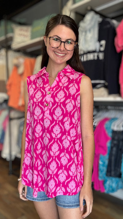 Pink Collared Sleeveless Dear Scarlett
