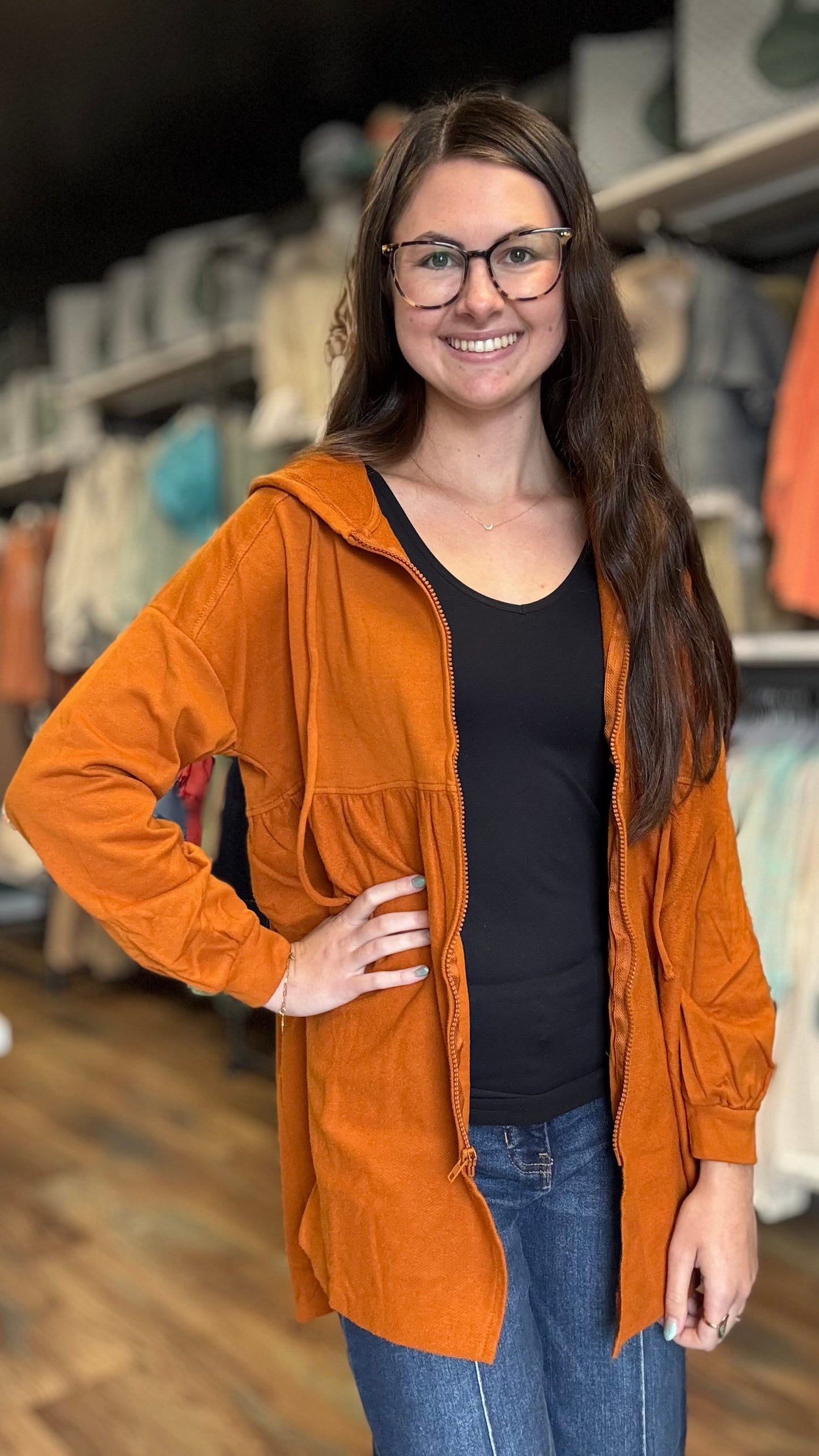Burnt Orange Tunic Hoodie