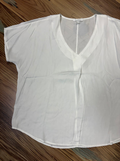 White Flowy V Neck Blouse