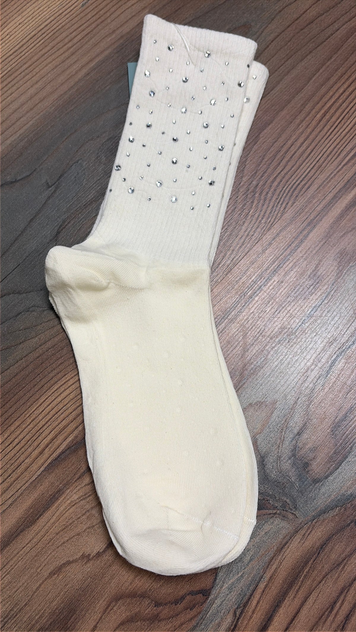 Ivory Rhinestone Socks