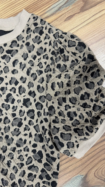 Crinkle Animal Print Short Sleeve