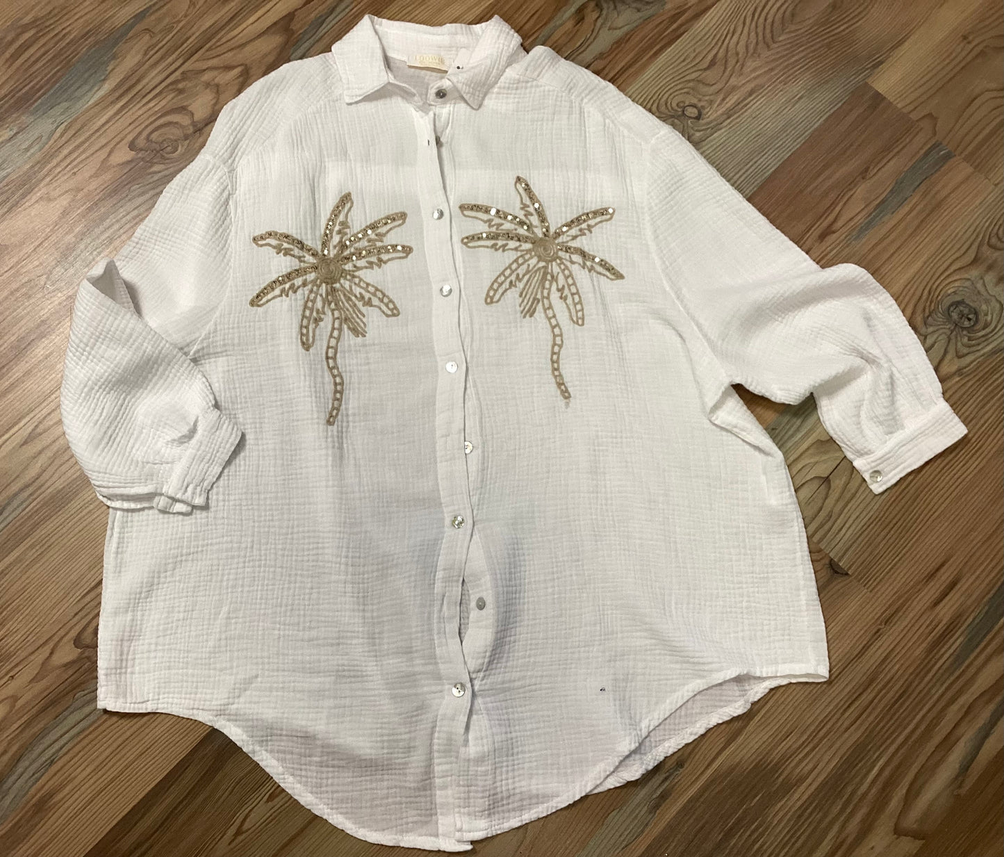 White Palm Linen Top
