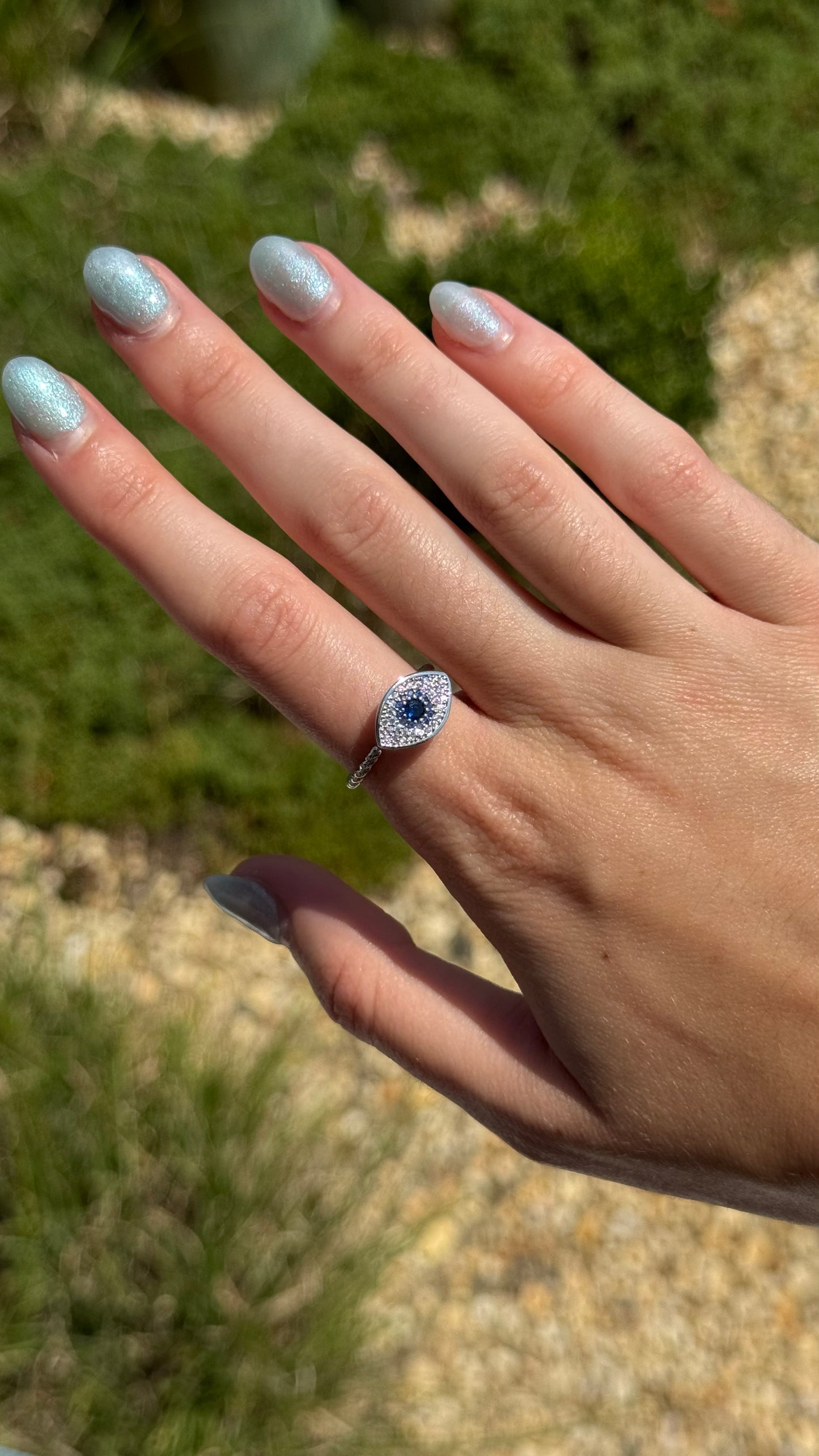 CZ Evil Eye Adjustable Ring