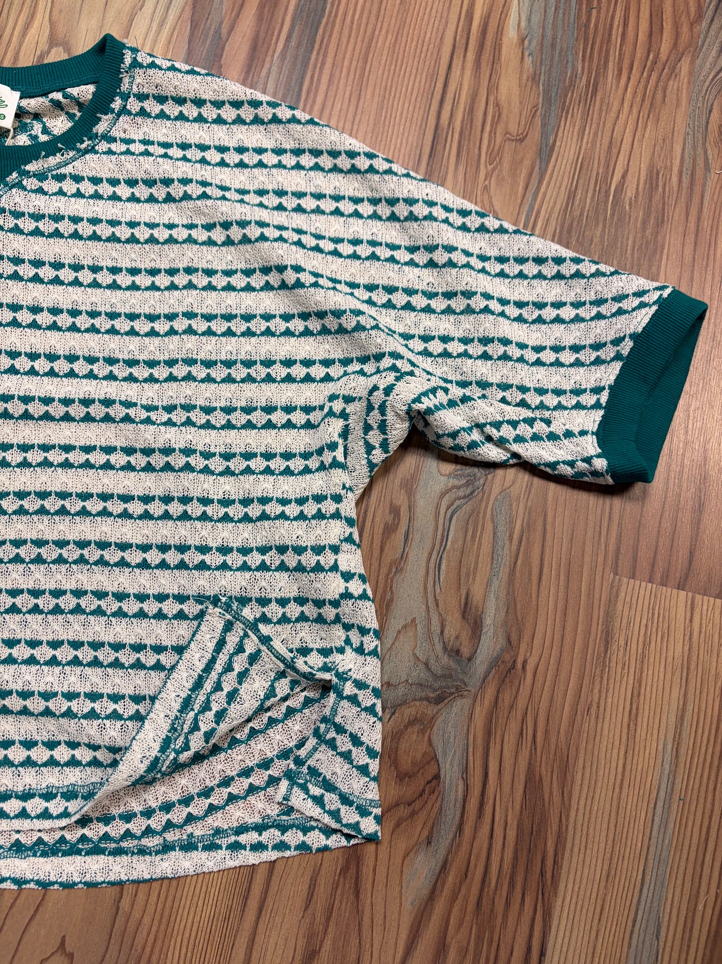 Teal Cream Geo Knit