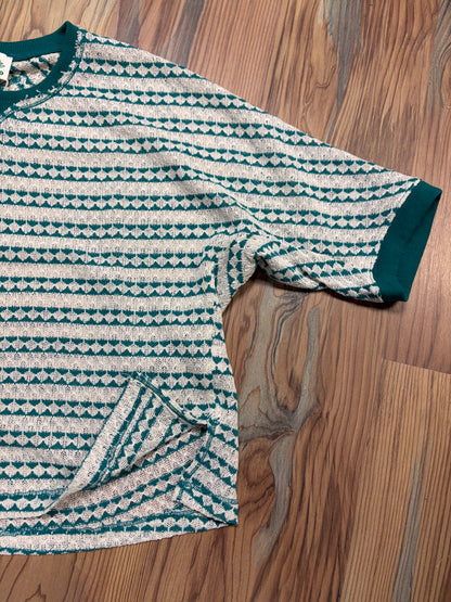 Teal Cream Geo Knit