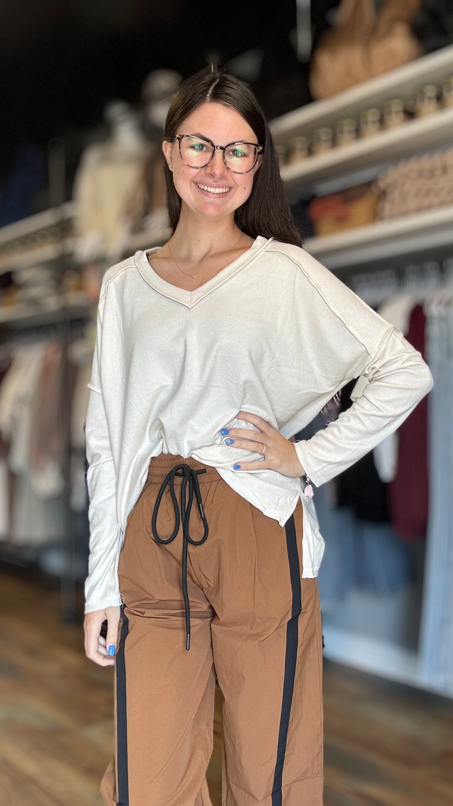 Brown Striped Pants
