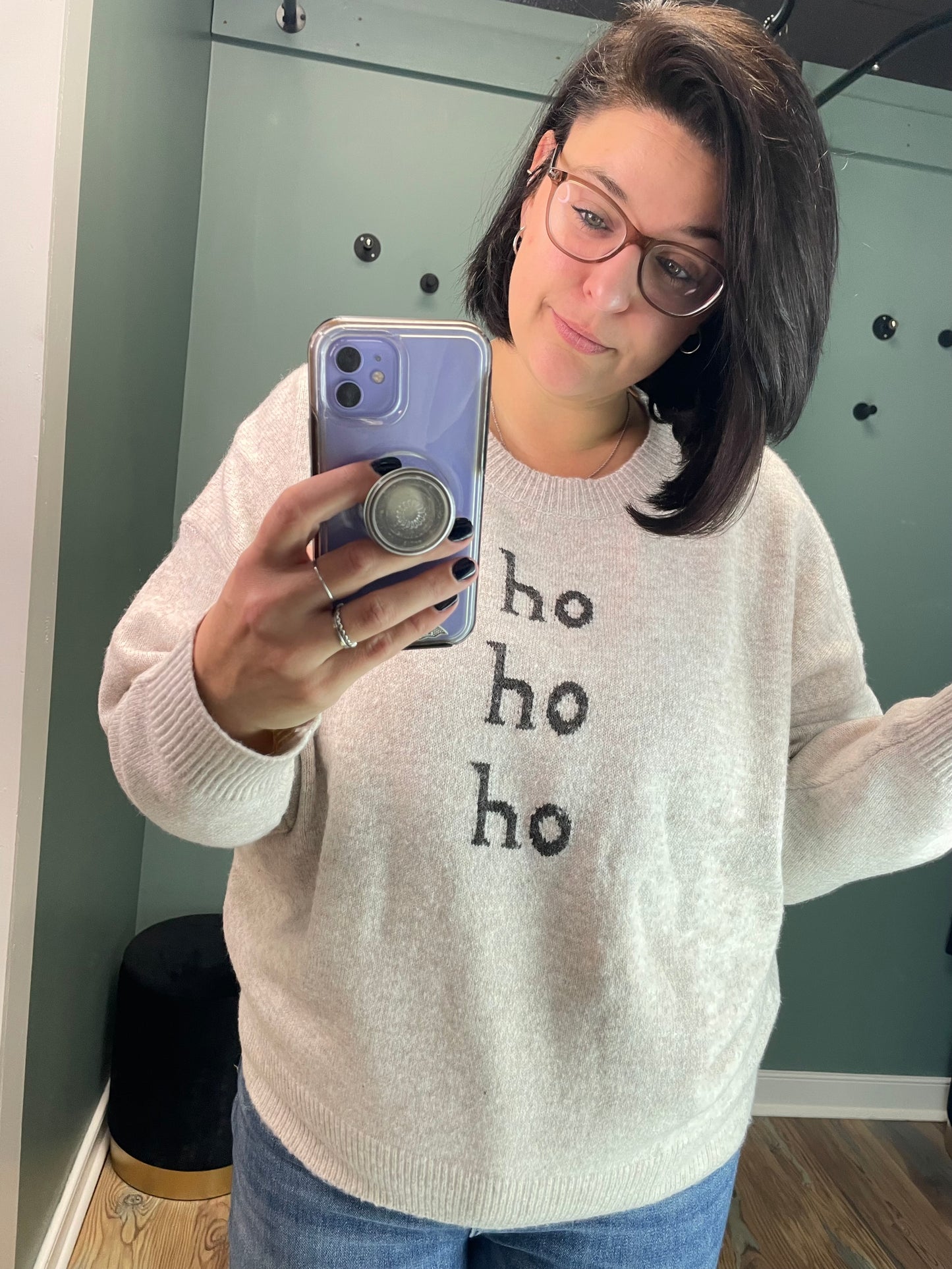 Oatmeal HO HO HO Sweater