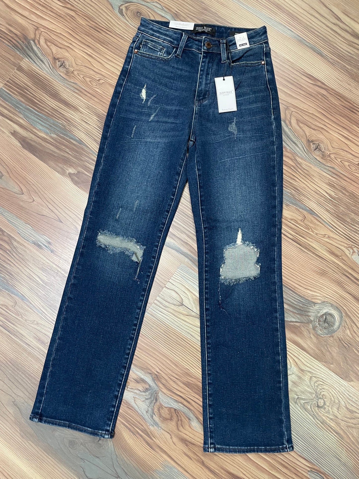 Judy Blue Dark Ripped Knee Dad Jeans