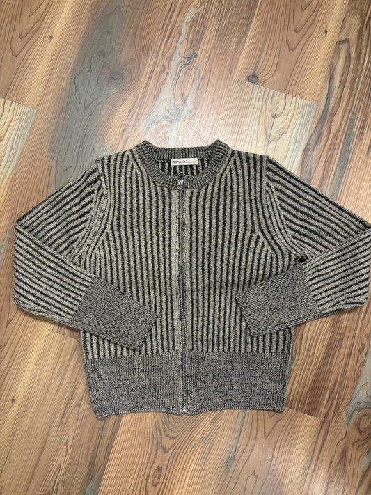 Black Two Tone Zip Knit
