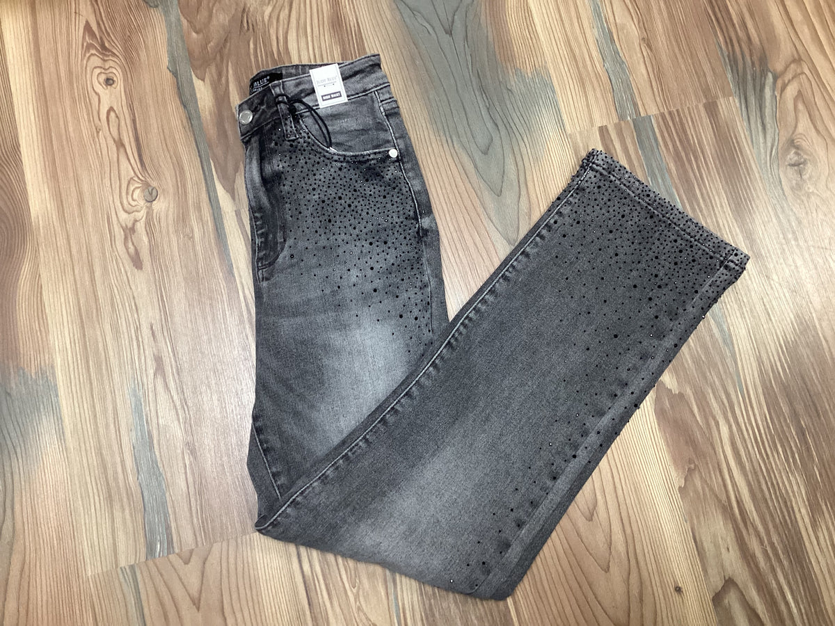 Judy Blue Grey Rhinestone Straight Jean