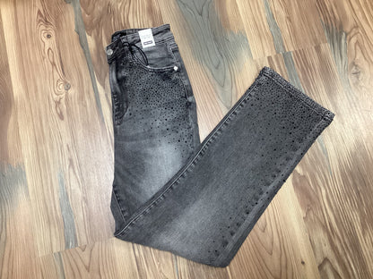 Judy Blue Grey Rhinestone Straight Jean