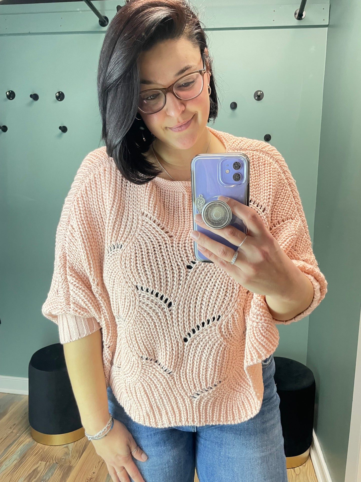 One Size Dusty Pink Batwing Knit