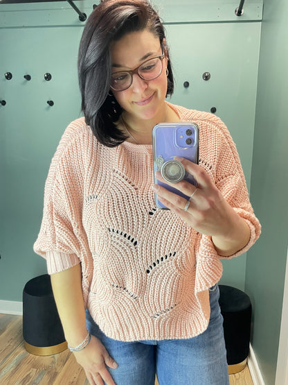 One Size Dusty Pink Batwing Knit