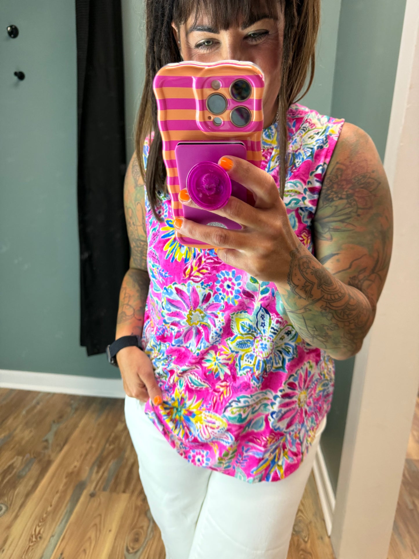 Pink Floral Sleeveless Dear Scarlett