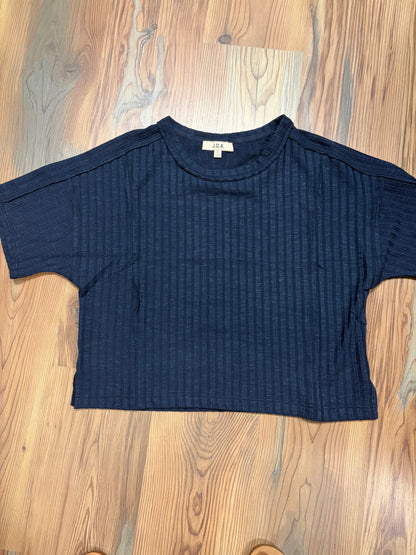 Ribbed Navy Star Top