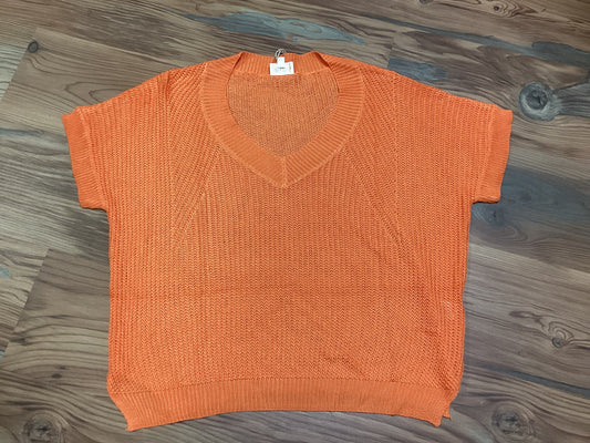 Orange V-Neck Knit Sweater
