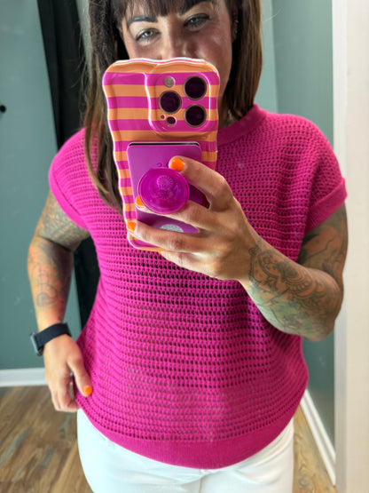 Magenta Open Knit