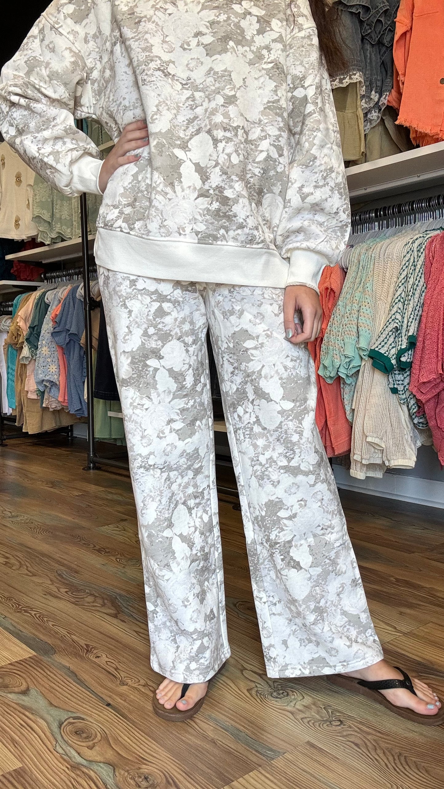 Muted Floral Sweat Pants