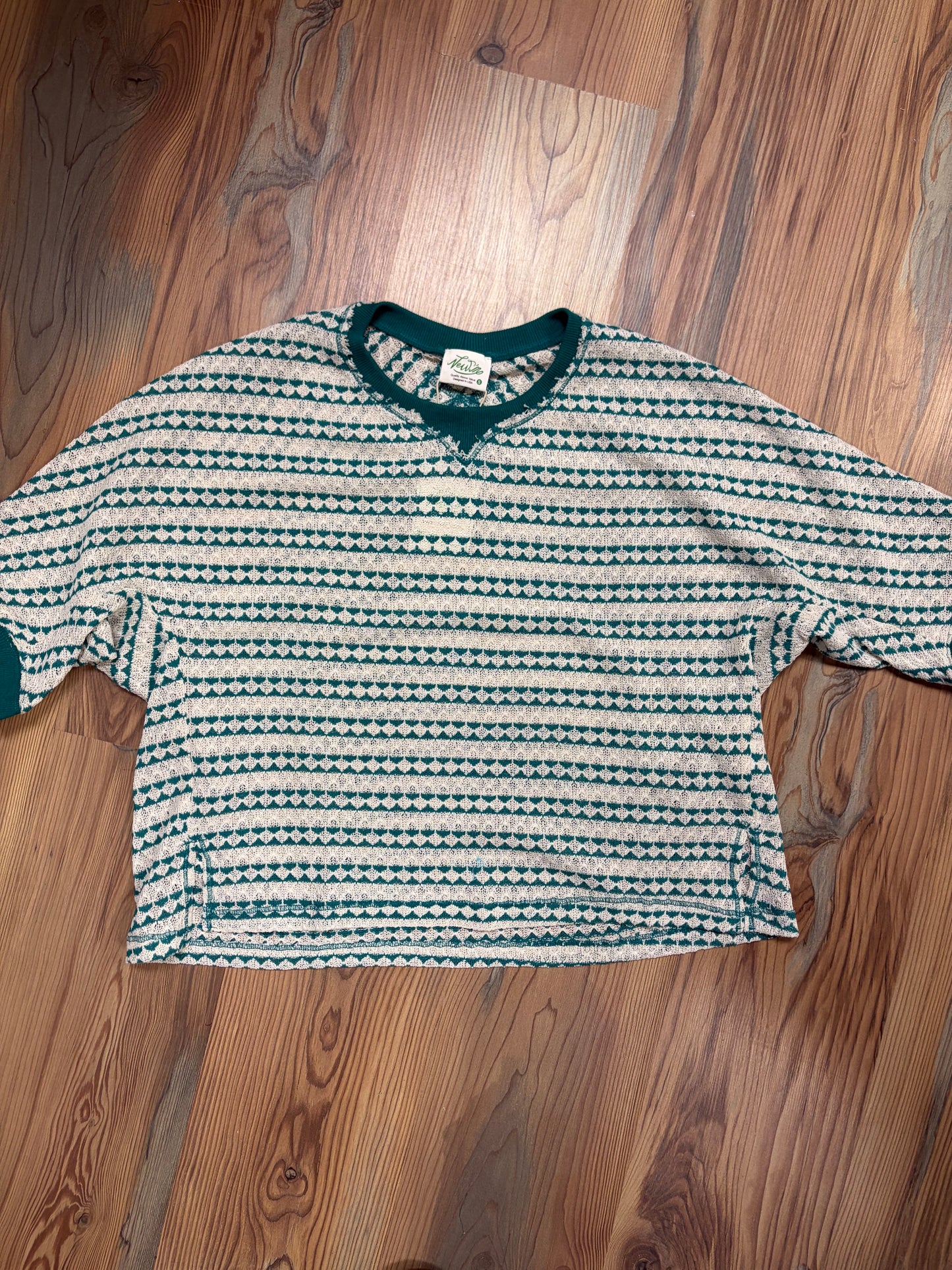 Teal Cream Geo Knit