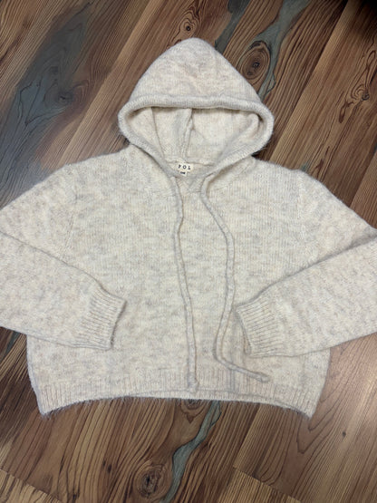 POL Oatmeal Brushed Crop Hoodie