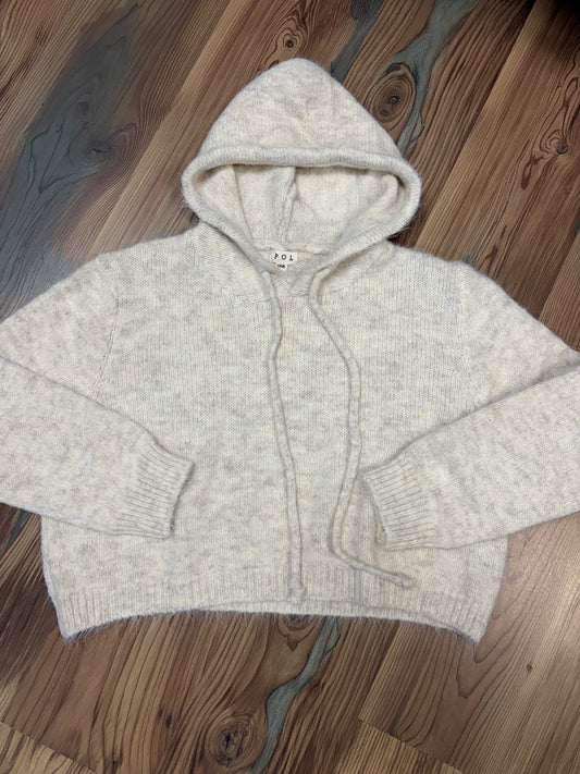 POL Oatmeal Brushed Crop Hoodie