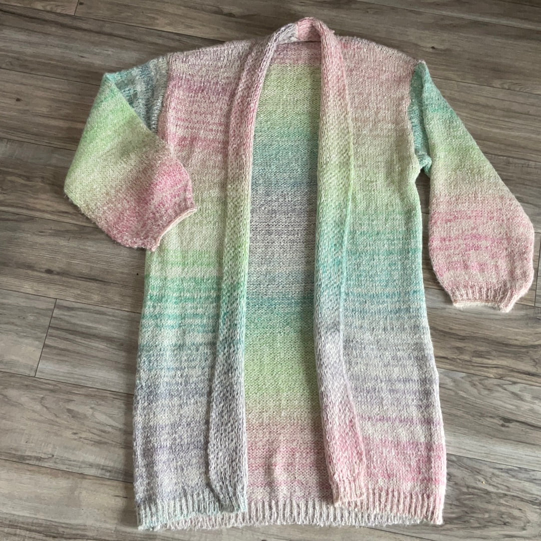 Cozy Rainbow Longline Knit Cardigan