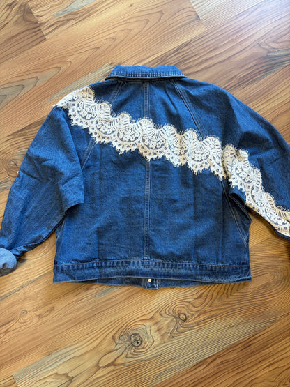 Lace Accent Denim Jacket