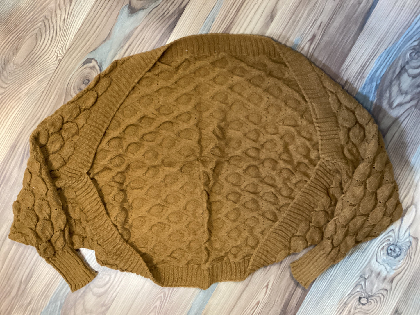 One Size Mustard Textured Cropped Cardi