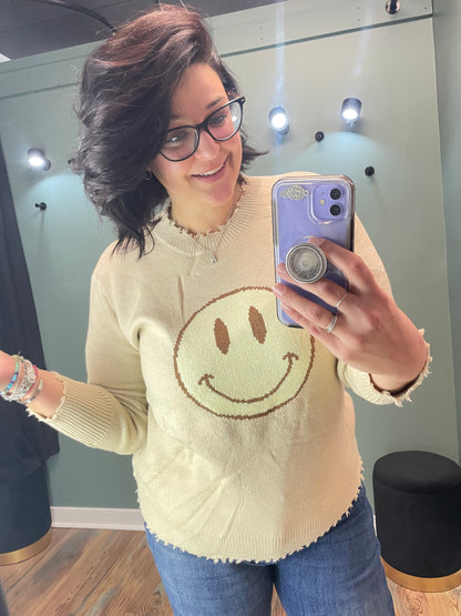 Beige Smiley Knit