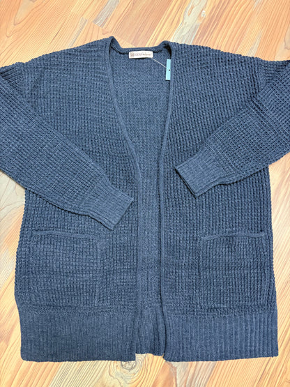 Midnight Open Front Waffle Cardi