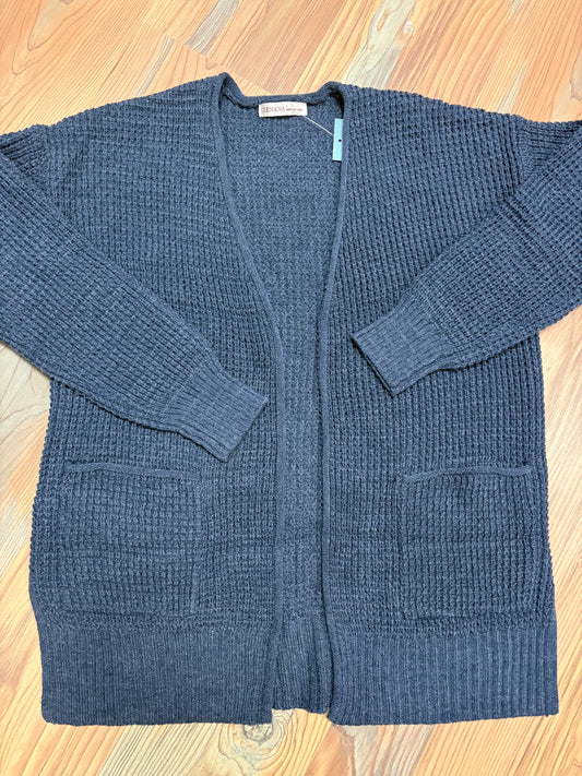 Midnight Open Front Waffle Cardi
