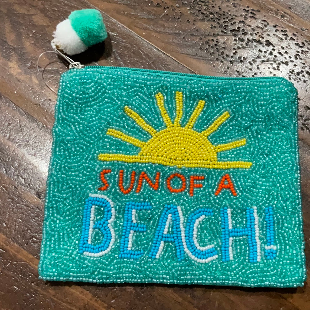Sun Of A Beach Seed Bead Coin Purse