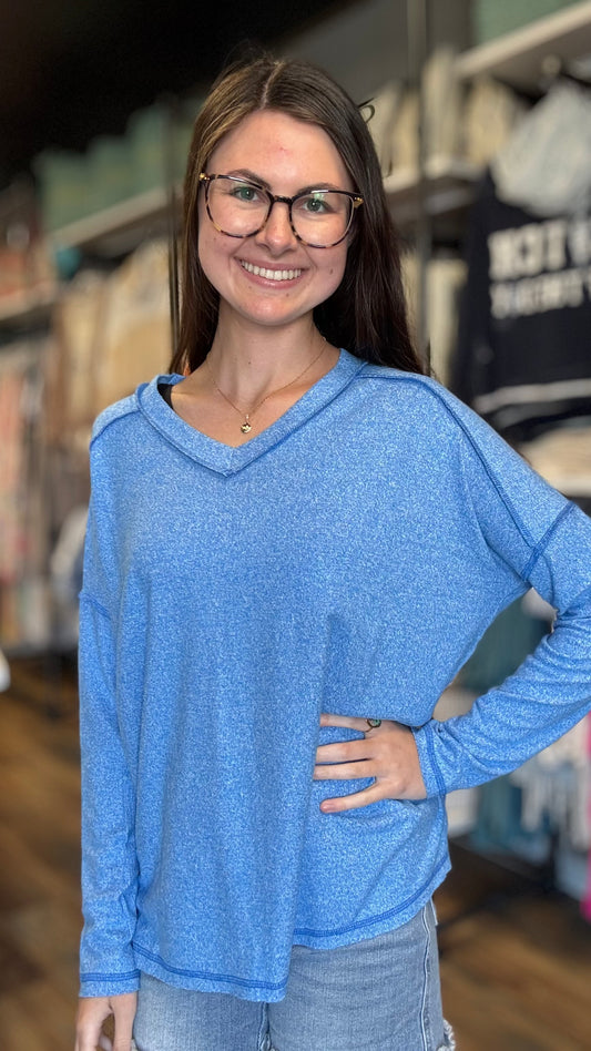 Ocean Blue Softy Hacci Long Sleeve