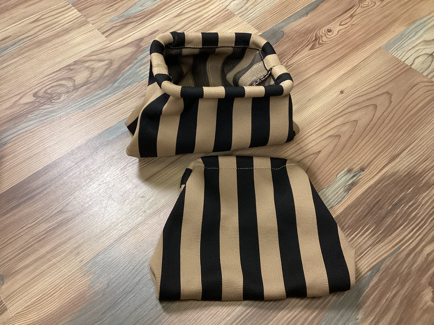 Black Tan Striped Knit Clutch