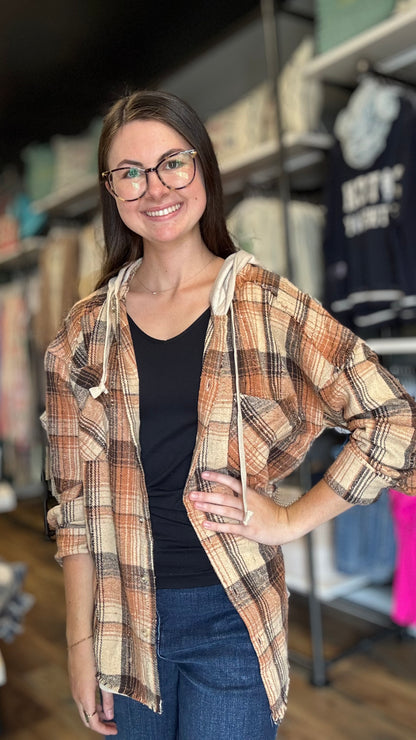 Caramel Mix Hooded Flannel