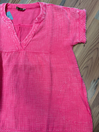 Washed Pink Babydoll Top