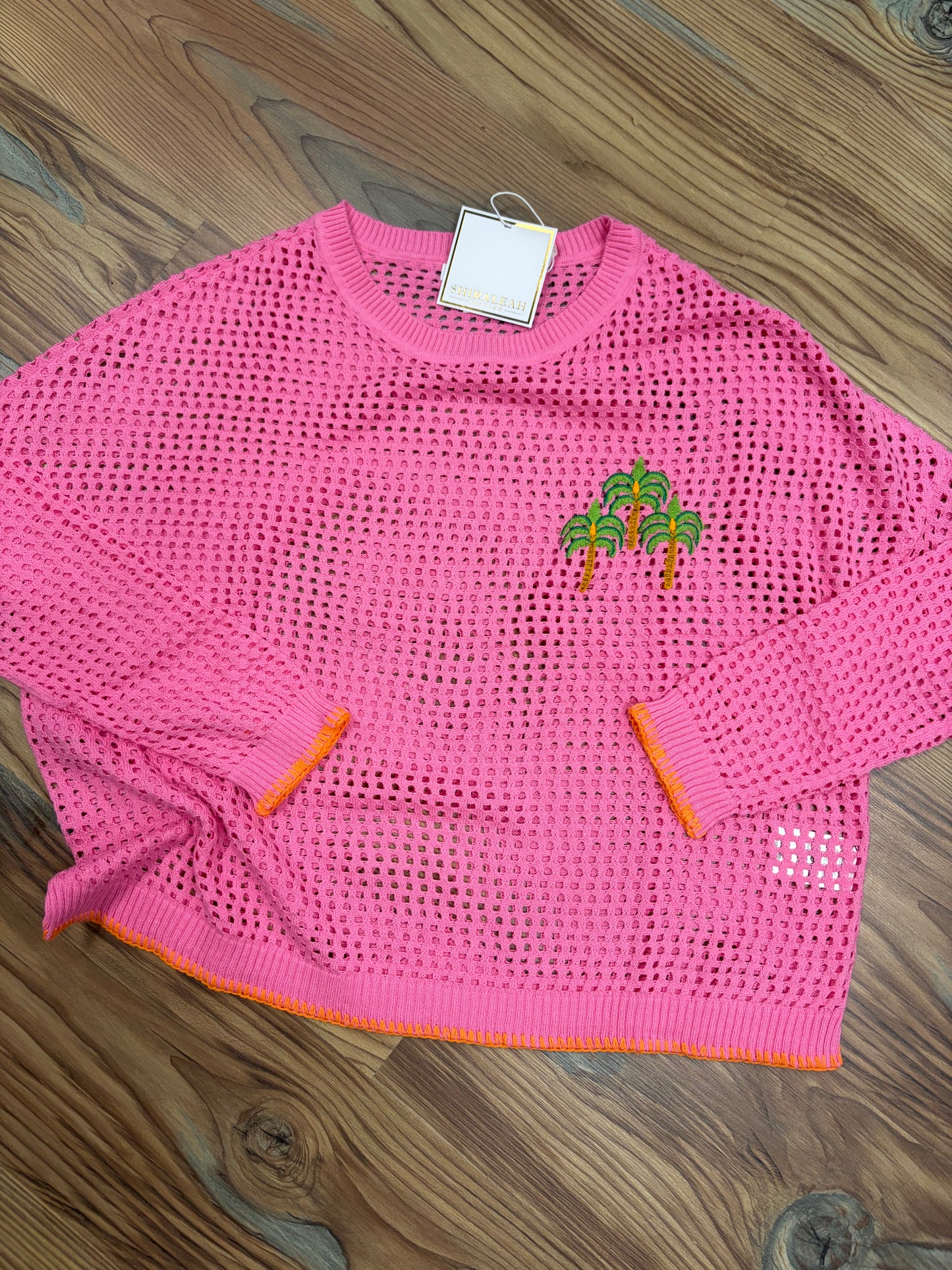 Pink Palm Open Knit