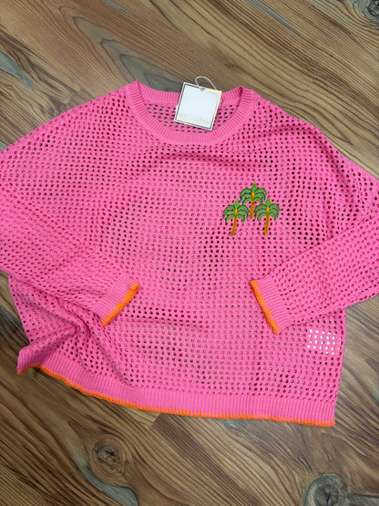 Pink Palm Open Knit