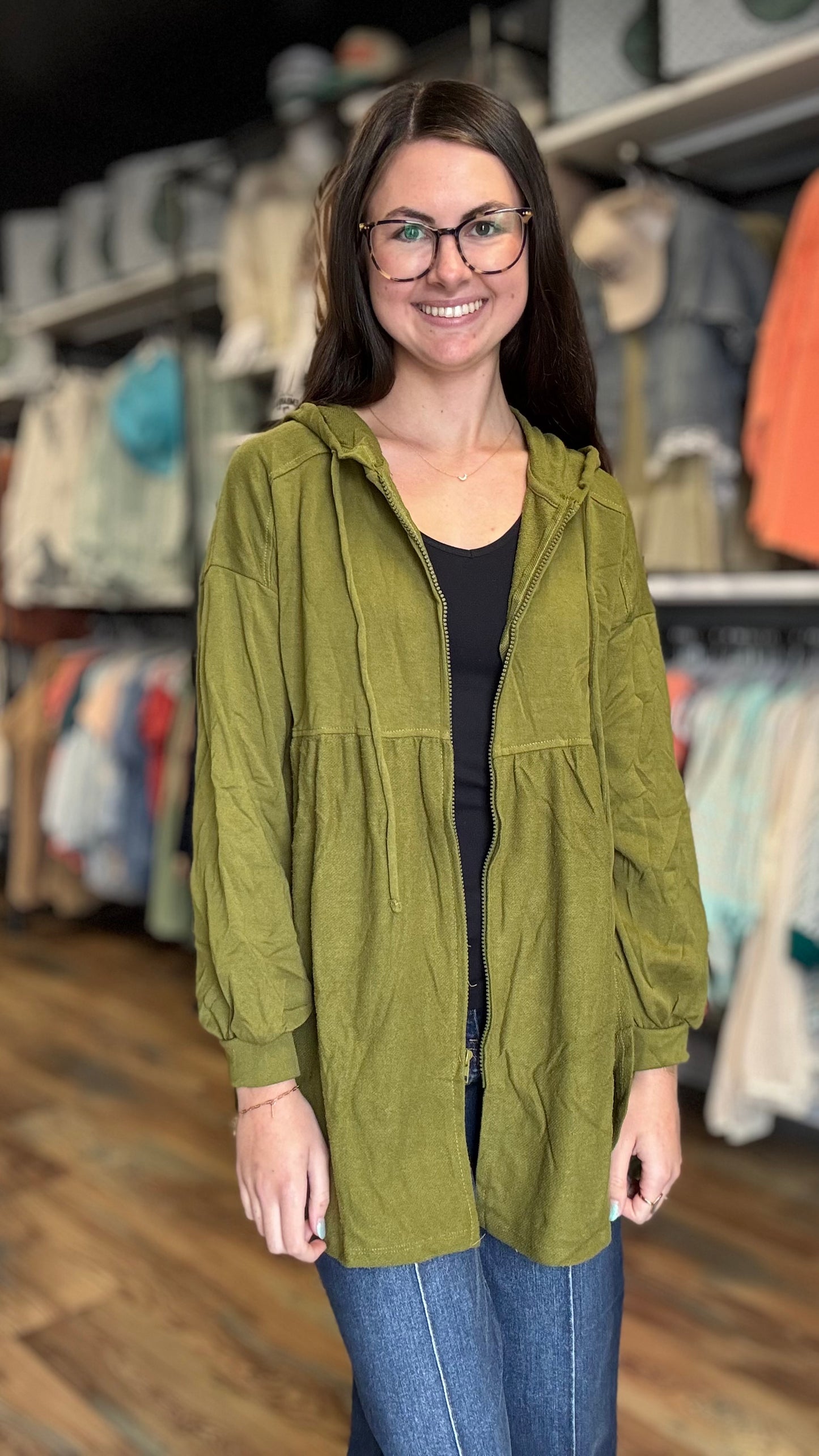 Moss Green Tunic Hoodie