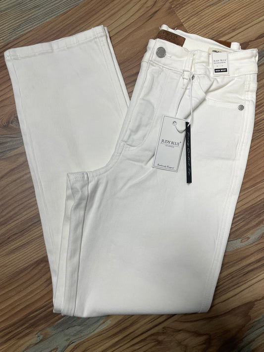 White Judy Blue High Waist Tummy Control Ankle Straight