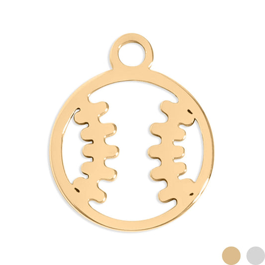 18K Gold PVD Stainless Steel Baseball Charm