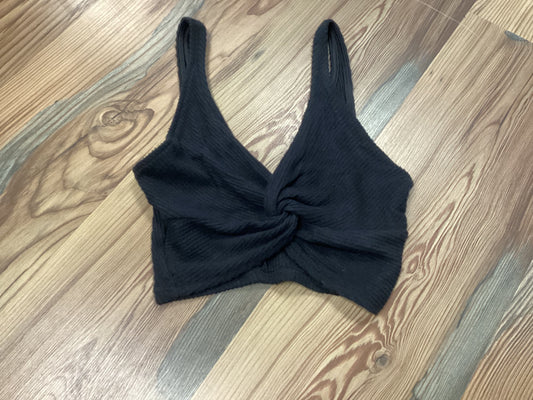 Black Knotted V Crop Top
