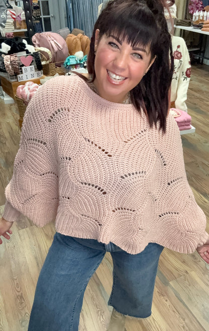 One Size Dusty Pink Batwing Knit