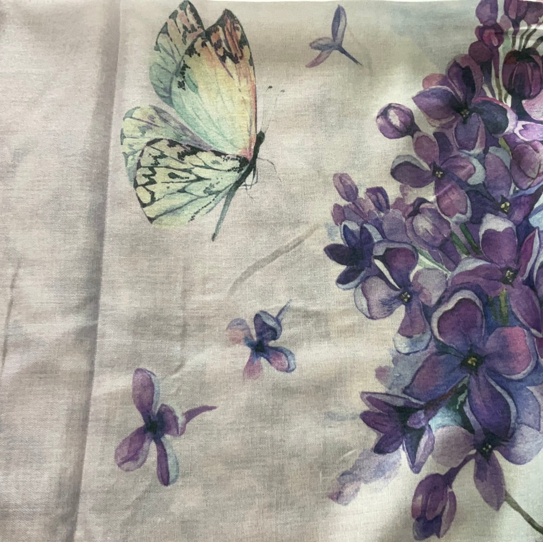 Purple Floral Butterfly Scarf